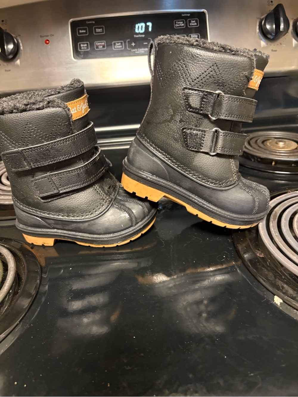 Cat & Jack Black Kids Winter Boots with Tan Outsole